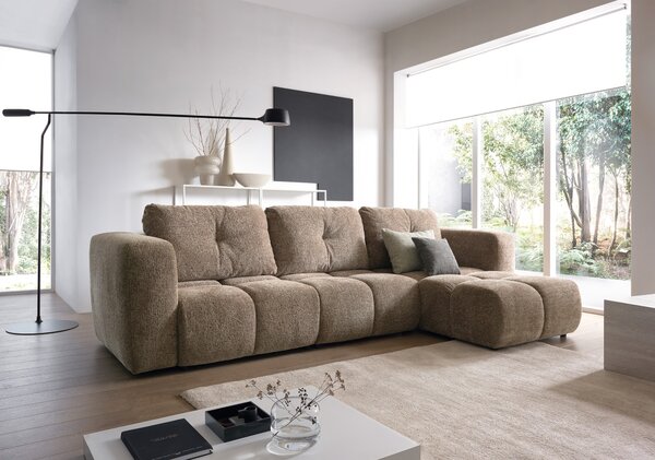 Masseno Narożnik ARTE z funkcją spania i pojemnikiem na pościel Narozniki L, Rozkładana sofa - Brązowy, BELLO 10