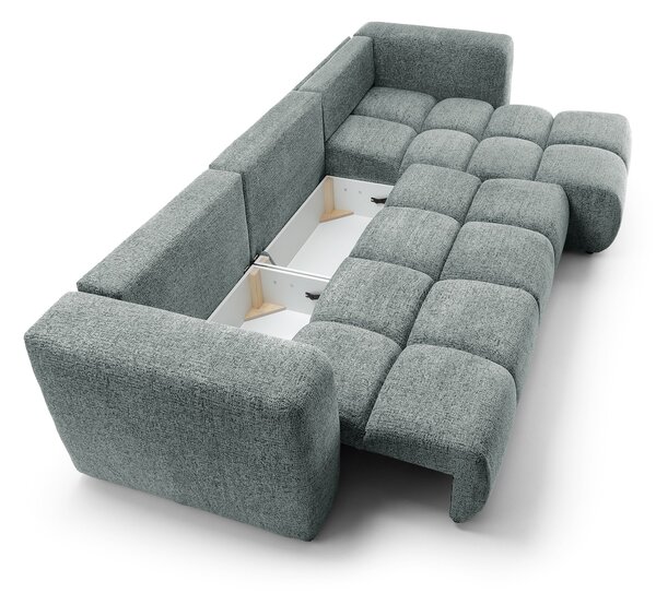 Masseno Narożnik ARTE z funkcją spania i pojemnikiem na pościel Narozniki L, Rozkładana sofa - Szary, BELLO 35