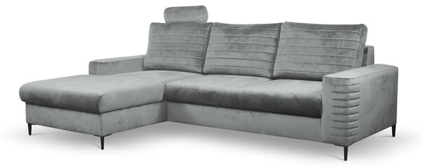 Masseno Narożnik GRIFO z funkcją spania i pojemnikiem na pościel Narozniki L, Rozkładana sofa - Jasnoszary, VELLUTO GREY 16