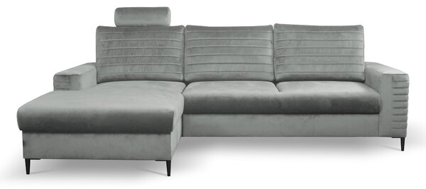 Masseno Narożnik GRIFO z funkcją spania i pojemnikiem na pościel Narozniki L, Rozkładana sofa - Jasnoszary, VELLUTO GREY 16