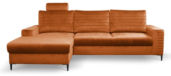 Masseno Narożnik GRIFO z funkcją spania i pojemnikiem na pościel Narozniki L, Rozkładana sofa - Brązowy, VELLUTO RUST 33