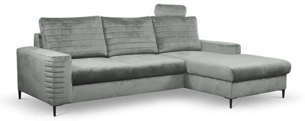 Masseno Narożnik GRIFO z funkcją spania i pojemnikiem na pościel Narozniki L, Rozkładana sofa - Szary, VELLUTO GREY 16