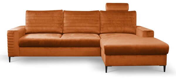 Masseno Narożnik GRIFO z funkcją spania i pojemnikiem na pościel Narozniki L, Rozkładana sofa - Brązowy, VELLUTO RUST 33