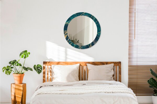 Lustro dekoracyjne okrągłe Zielony marmur malachitowy