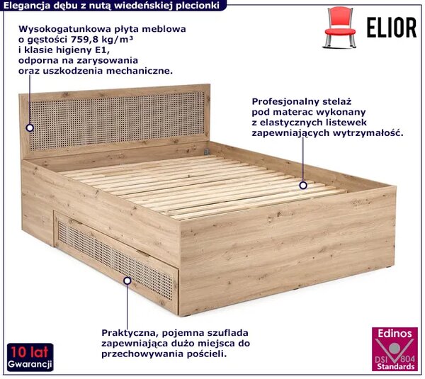 Łóżko 160x200 z pojemnikiem w kolorze dąb artisan M0-S16