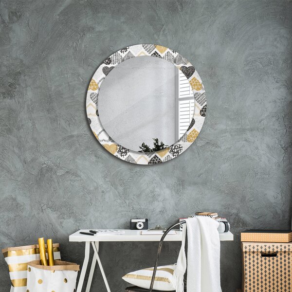 Lustro dekoracyjne okrągłe Serca doodle