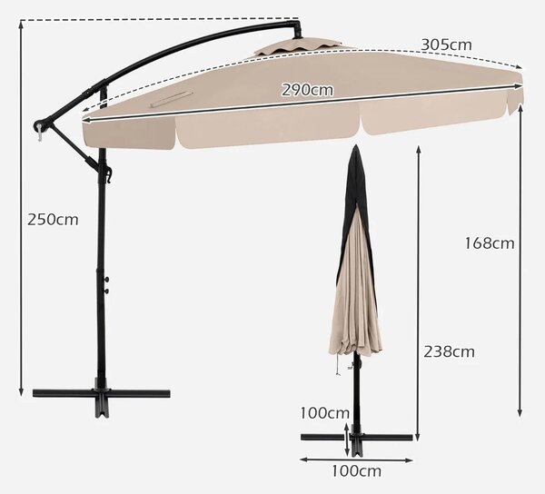 Parasol ogrodowy 305 cm z pokrowcem