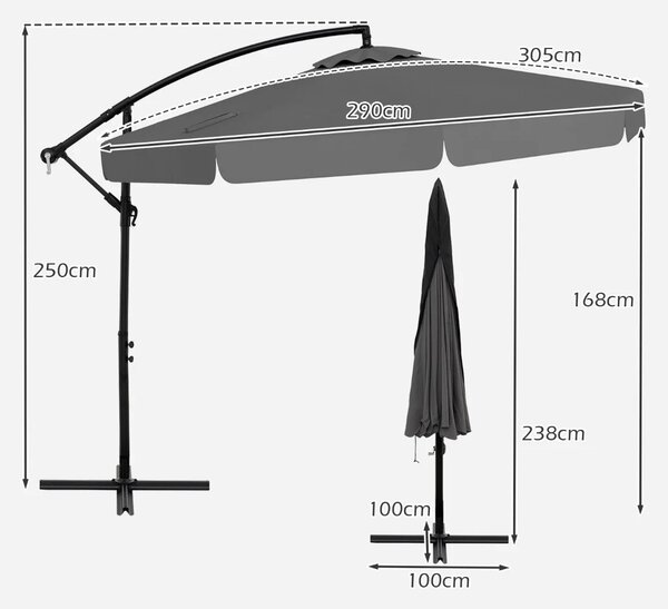 Parasol ogrodowy 305 cm z pokrowcem