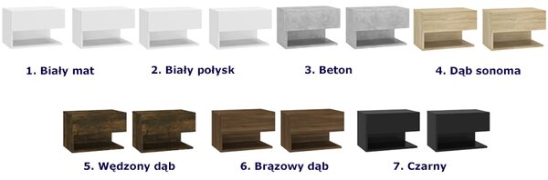 Komplet wiszących szafek nocnych w kolorze opalany dąb W3-E98