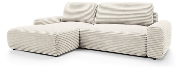 Masseno Narożnik OSSO z funkcją spania i pojemnikiem na pościel Narozniki L, Rozkładana sofa - Kremowy, AMBIENCE 02