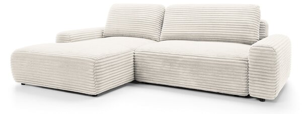 Masseno Narożnik OSSO z funkcją spania i pojemnikiem na pościel Narozniki L, Rozkładana sofa - Kremowy, AMBIENCE 01
