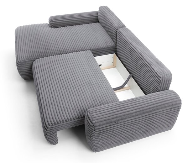 Masseno Narożnik OSSO z funkcją spania i pojemnikiem na pościel Narozniki L, Rozkładana sofa - Szary, AMBIENCE 19