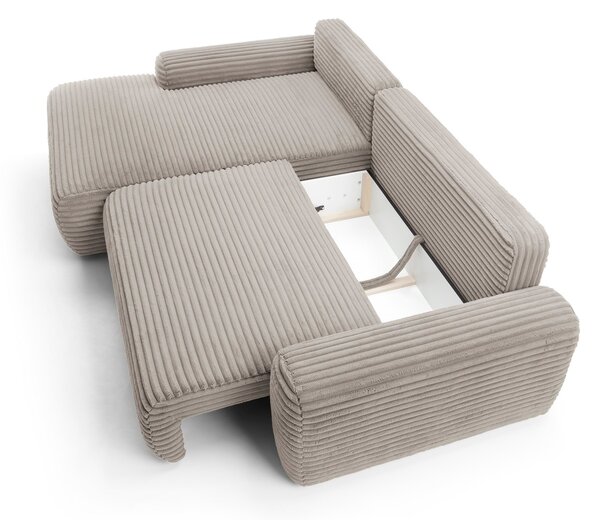 Masseno Narożnik OSSO z funkcją spania i pojemnikiem na pościel Narozniki L, Rozkładana sofa - Brązowy, AMBIENCE 05