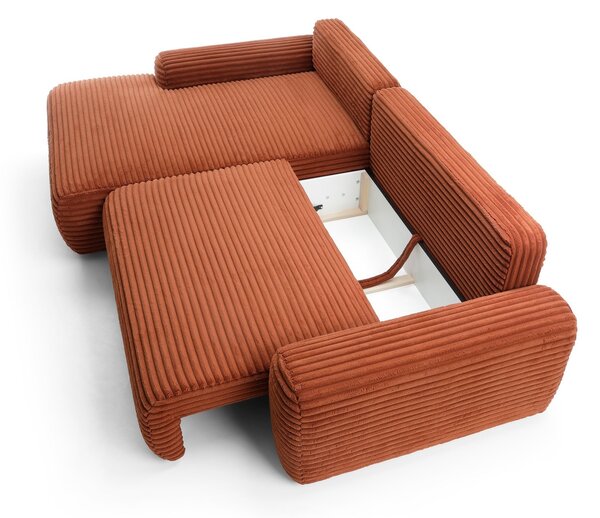 Masseno Narożnik OSSO z funkcją spania i pojemnikiem na pościel Narozniki L, Rozkładana sofa - Ceglasty, AMBIENCE 09