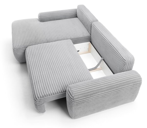 Masseno Narożnik OSSO z funkcją spania i pojemnikiem na pościel Narozniki L, Rozkładana sofa - Szary, AMBIENCE 18
