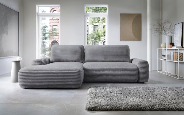 Masseno Narożnik OSSO z funkcją spania i pojemnikiem na pościel Narozniki L, Rozkładana sofa - Szary, AMBIENCE 19