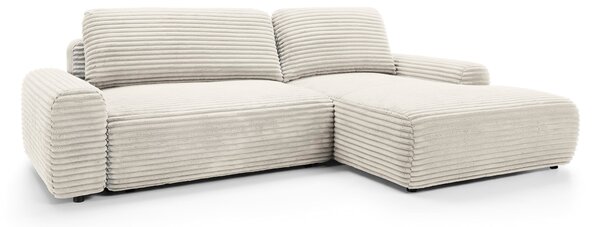 Masseno Narożnik OSSO z funkcją spania i pojemnikiem na pościel Narozniki L, Rozkładana sofa - Kremowy, AMBIENCE 02