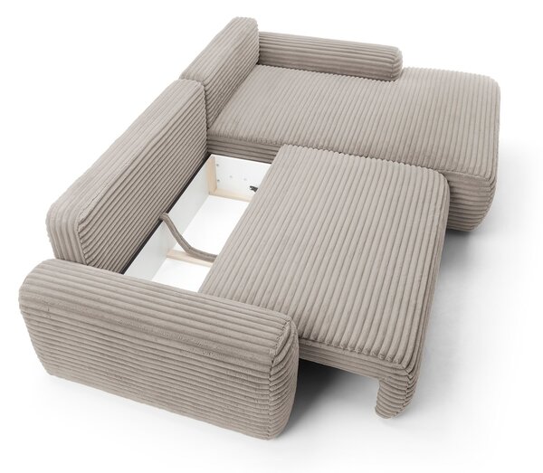 Masseno Narożnik OSSO z funkcją spania i pojemnikiem na pościel Narozniki L, Rozkładana sofa - Brązowy, AMBIENCE 05