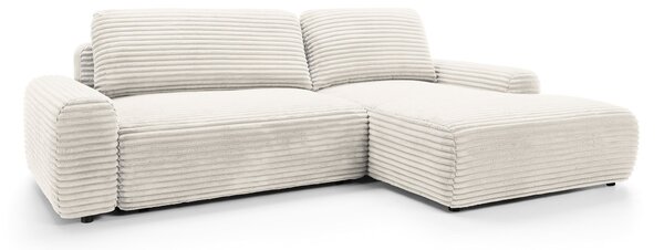 Masseno Narożnik OSSO z funkcją spania i pojemnikiem na pościel Narozniki L, Rozkładana sofa - Kremowy, AMBIENCE 01