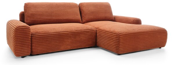 Masseno Narożnik OSSO z funkcją spania i pojemnikiem na pościel Narozniki L, Rozkładana sofa - Ceglasty, AMBIENCE 09