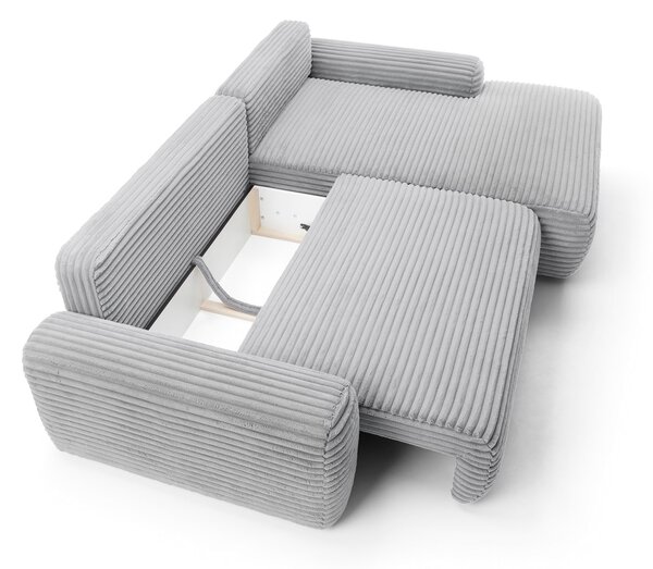 Masseno Narożnik OSSO z funkcją spania i pojemnikiem na pościel Narozniki L, Rozkładana sofa - Szary, AMBIENCE 18