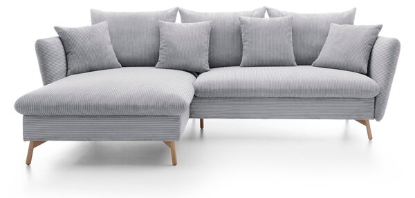 Masseno Narożnik NERA z funkcją spania i pojemnikiem na pościel Narozniki L, Rozkładana sofa - Szary, POSO 55