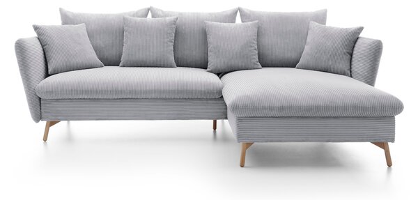 Masseno Narożnik NERA z funkcją spania i pojemnikiem na pościel Narozniki L, Rozkładana sofa - Szary, POSO 55