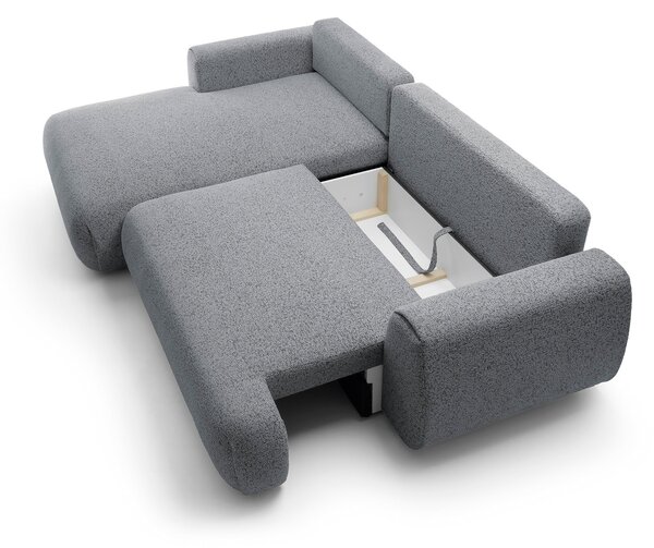 Masseno Narożnik ZEST z funkcją spania i pojemnikiem na pościel Narozniki L, Rozkładana sofa - Szary, PUENTE 94