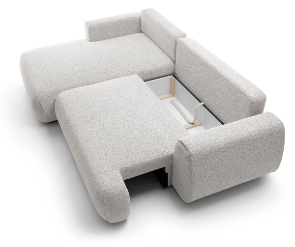 Masseno Narożnik ZEST z funkcją spania i pojemnikiem na pościel Narozniki L, Rozkładana sofa - Szary, PUENTE 80