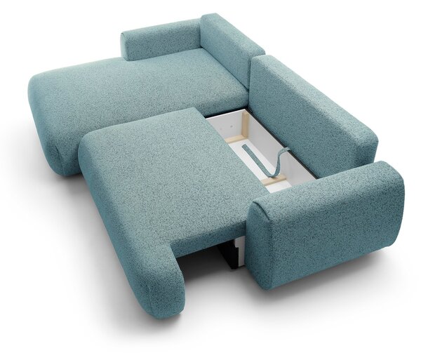 Masseno Narożnik ZEST z funkcją spania i pojemnikiem na pościel Narozniki L, Rozkładana sofa - Niebieski, PUENTE 73