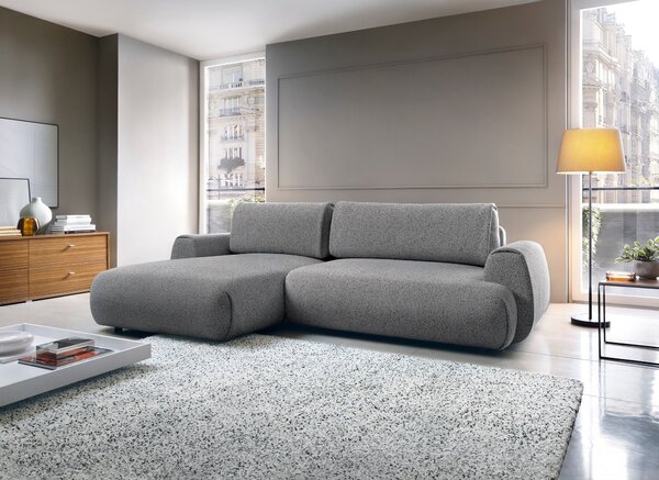 Masseno Narożnik ZEST z funkcją spania i pojemnikiem na pościel Narozniki L, Rozkładana sofa - Szary, PUENTE 94