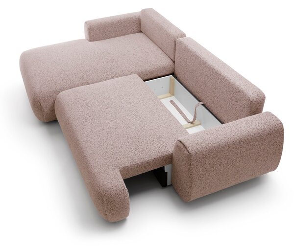 Masseno Narożnik ZEST z funkcją spania i pojemnikiem na pościel Narozniki L, Rozkładana sofa - Różowy, PUENTE 68