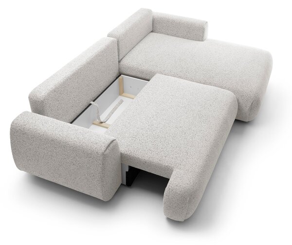 Masseno Narożnik ZEST z funkcją spania i pojemnikiem na pościel Narozniki L, Rozkładana sofa - Szary, PUENTE 80