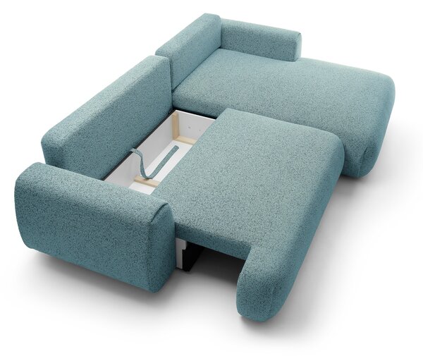 Masseno Narożnik ZEST z funkcją spania i pojemnikiem na pościel Narozniki L, Rozkładana sofa - Niebieski, PUENTE 73