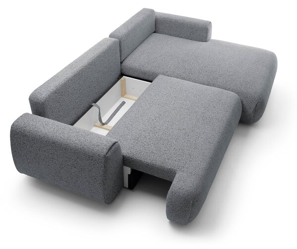 Masseno Narożnik ZEST z funkcją spania i pojemnikiem na pościel Narozniki L, Rozkładana sofa - Szary, PUENTE 94