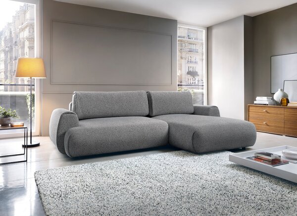 Masseno Narożnik ZEST z funkcją spania i pojemnikiem na pościel Narozniki L, Rozkładana sofa - Szary, PUENTE 94