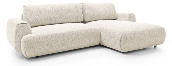 Masseno Narożnik ZEST z funkcją spania i pojemnikiem na pościel Narozniki L, Rozkładana sofa - Kremowy, PUENTE 03