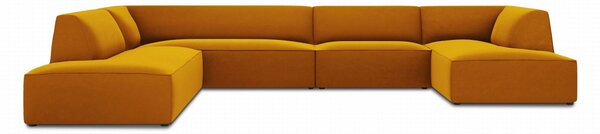 Sofa panoramiczna Ruby żółty aksamit