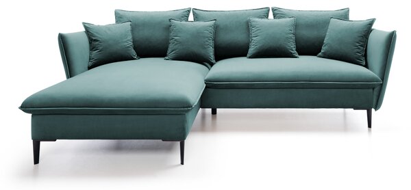 Masseno Narożnik SOLE z funkcją spania i pojemnikiem na pościel Narozniki L, Rozkładana sofa - Zielony, RIVIERA 87
