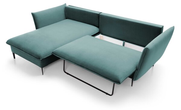Masseno Narożnik SOLE z funkcją spania i pojemnikiem na pościel Narozniki L, Rozkładana sofa - Zielony, RIVIERA 87