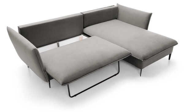 Masseno Narożnik SOLE z funkcją spania i pojemnikiem na pościel Narozniki L, Rozkładana sofa - Szary, RIVIERA 91