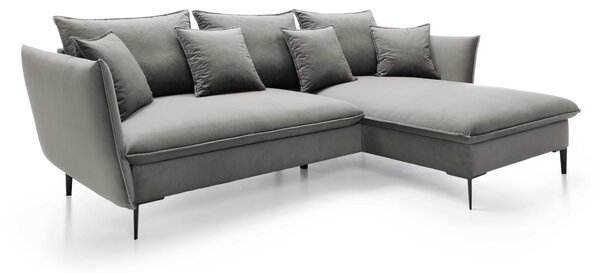 Masseno Narożnik SOLE z funkcją spania i pojemnikiem na pościel Narozniki L, Rozkładana sofa - Szary, RIVIERA 91