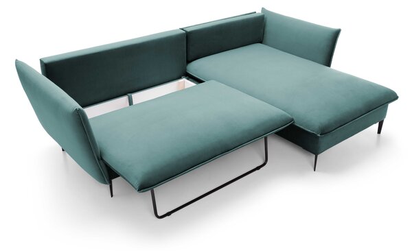 Masseno Narożnik SOLE z funkcją spania i pojemnikiem na pościel Narozniki L, Rozkładana sofa - Zielony, RIVIERA 87