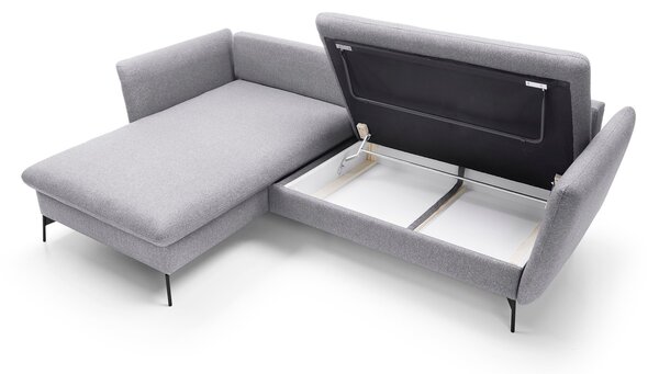 Masseno Narożnik FERRO z funkcją spania i pojemnikiem na pościel Narozniki L, Rozkładana sofa - Szary, SOLID 89