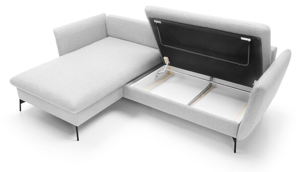 Masseno Narożnik FERRO z funkcją spania i pojemnikiem na pościel Narozniki L, Rozkładana sofa - Szary, SOLID 80