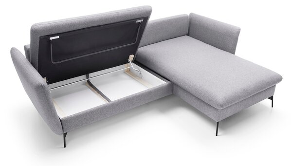 Masseno Narożnik FERRO z funkcją spania i pojemnikiem na pościel Narozniki L, Rozkładana sofa - Szary, SOLID 89