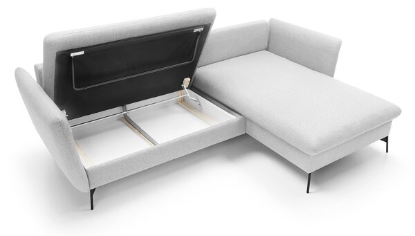 Masseno Narożnik FERRO z funkcją spania i pojemnikiem na pościel Narozniki L, Rozkładana sofa - Szary, SOLID 80