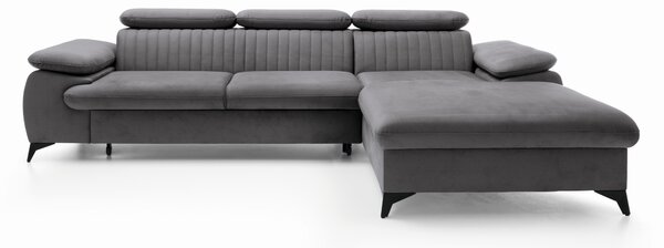 Masseno Narożnik FIORE z funkcją spania i pojemnikiem na pościel Narozniki L, Rozkładana sofa - Szary, MONOLITH 92