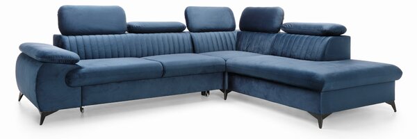 Masseno Narożnik FIORE z funkcją spania i pojemnikiem na pościel Narozniki L, Rozkładana sofa - Niebieski, MONOLITH 77