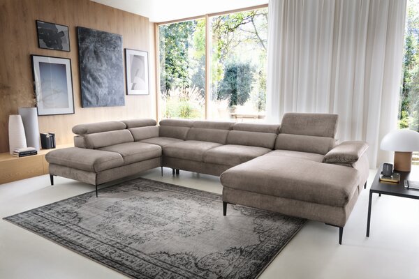Masseno Narożnik MESTO z funkcją spania i pojemnikiem na pościel Narozniki U, Rozkładana sofa - Brązowy, VOGUE 04